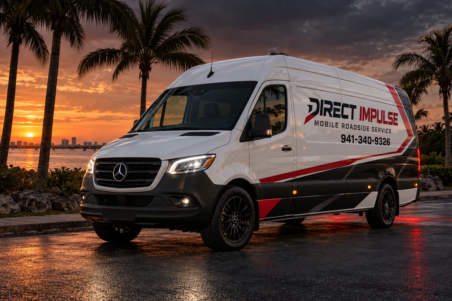 Concept image of a white Direct Impulse mobile service van
